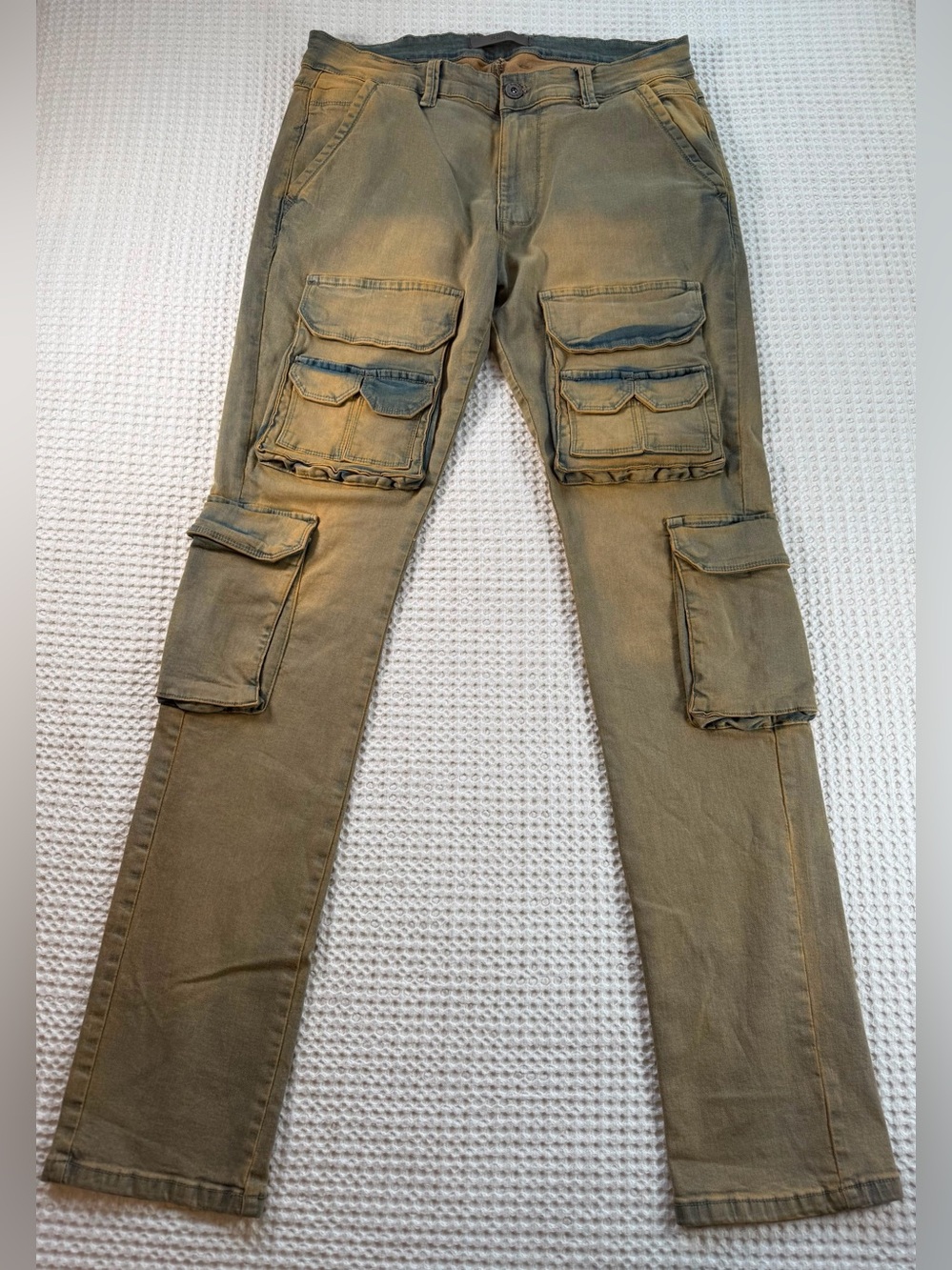 KDNK Cargo Pants Men’s Size 34 Distressed Washed Utility Multi Pocket Streetwear
